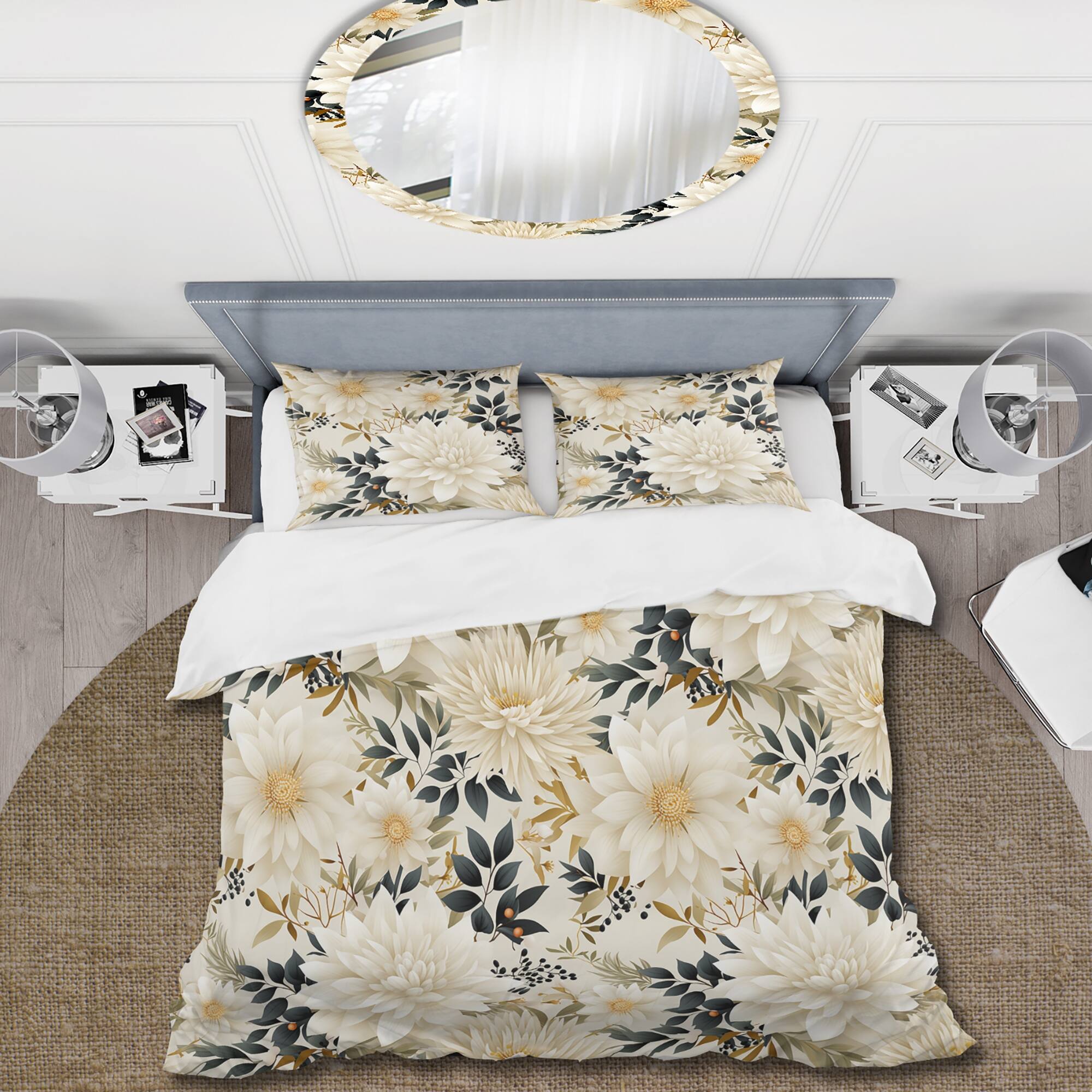 Designart "Carnation Mandalas Flowers Boho Pattern II" cottage bedding